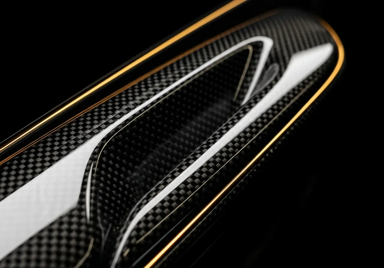 Detailed carbon fiber of a luxury car interior after professional detailing in Calgary